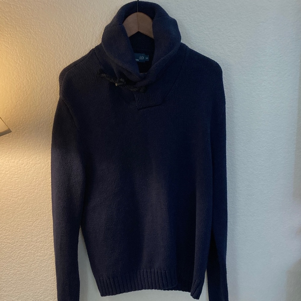 Ralph Lauren Men's Dark Blue navy Turtleneck Sweater toggle cottage classic L